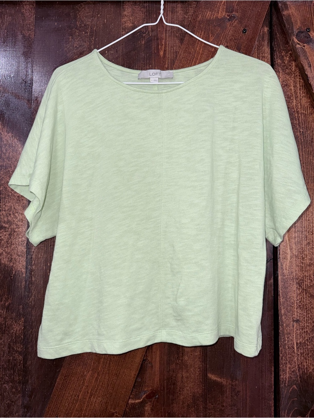 LOFT Light Mint Short-Sleeve Boxy Crewneck Top